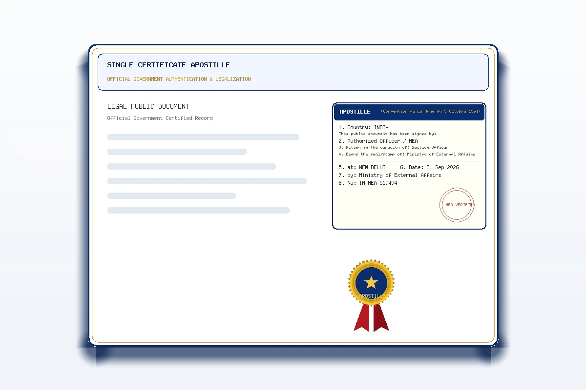 Single Certificate Apostille - Honey Attestation
