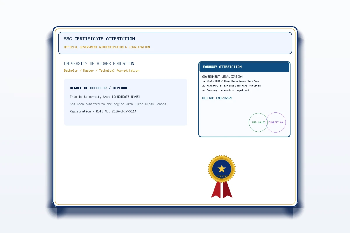 SSC Certificate Attestation - Honey Attestation