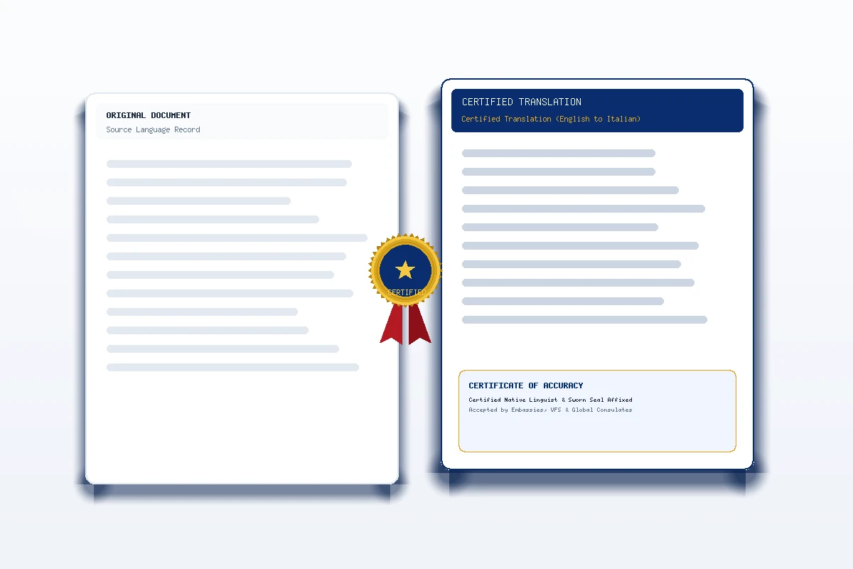 Certified Translation (English to Italian) - Honey Attestation